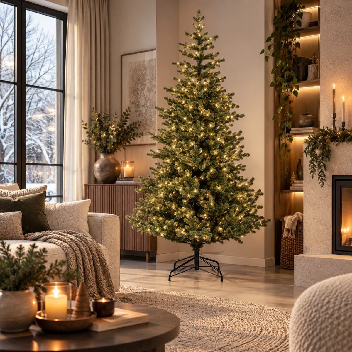 Everlands Kunstkerstboom Geneva Fir Groen met Verlichting 240 x 136 cm