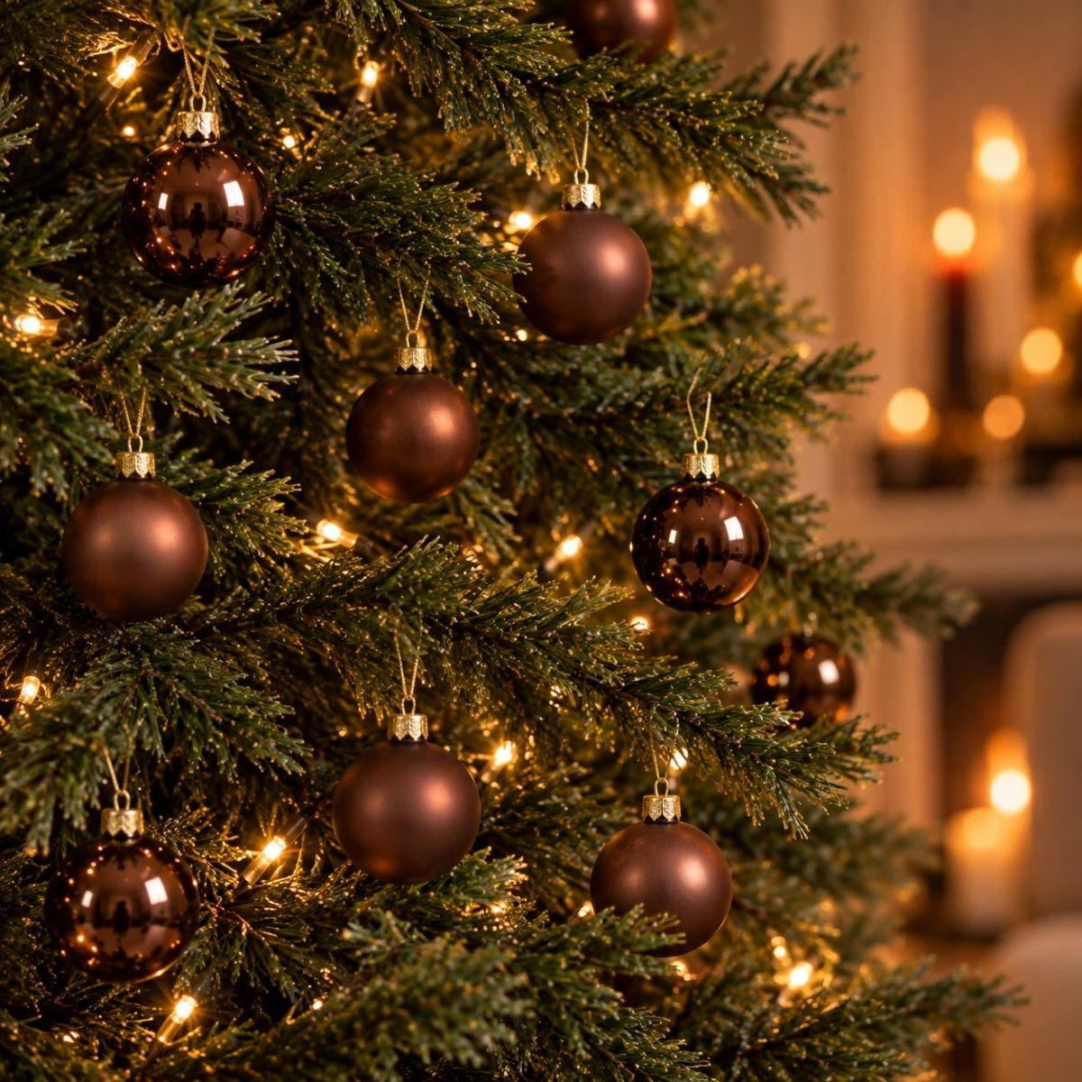 Decoris Kerstbal Glas Bruin 16 stuks 35 cm