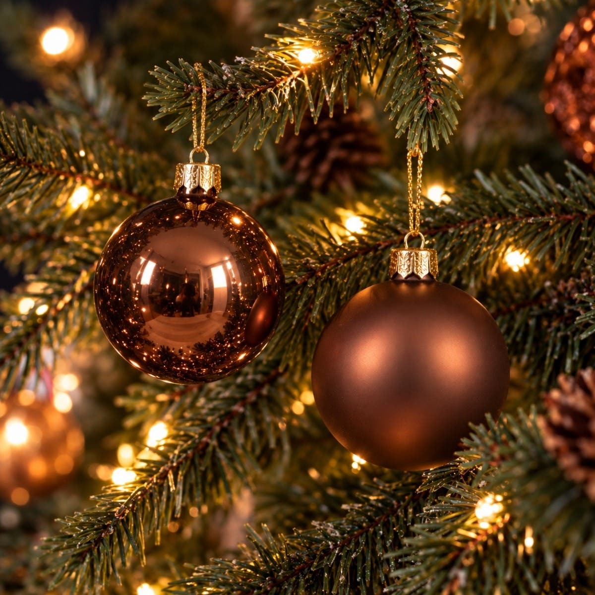 Decoris Kerstballen Glas Bruin Ø 6 cm 10 Stuks