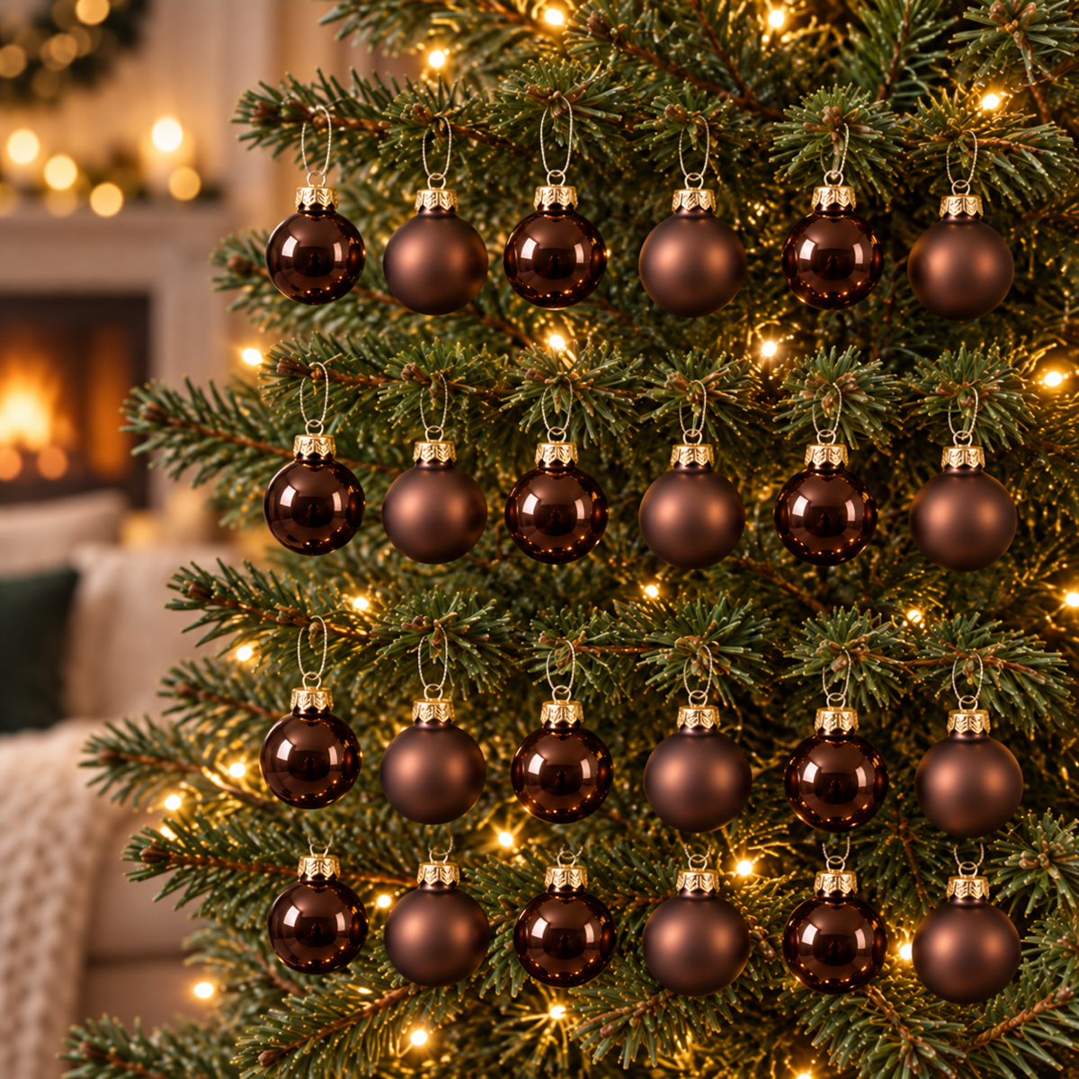 Decoris Kerstbal Glas Bruin 24 stuks 25 cm