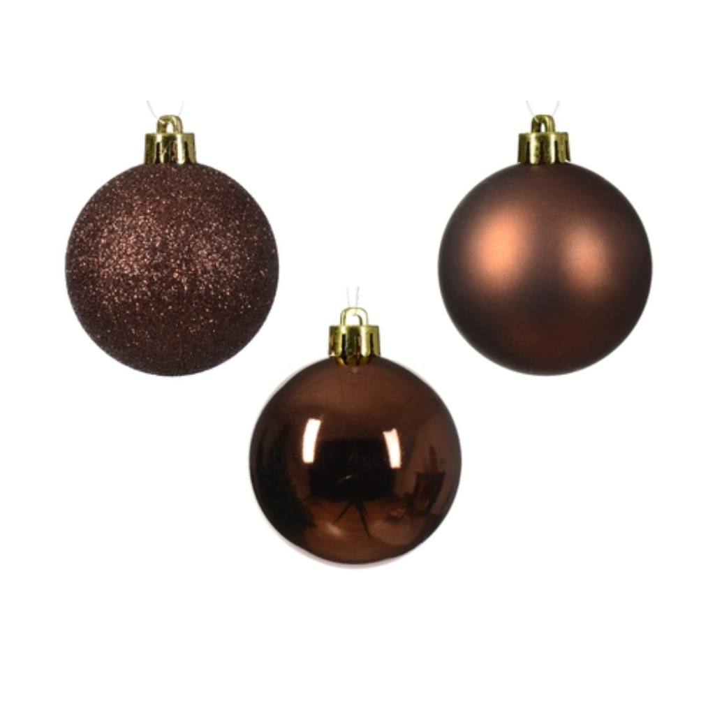 Kerstballen onbreekbaar tube 10 stuks espresso