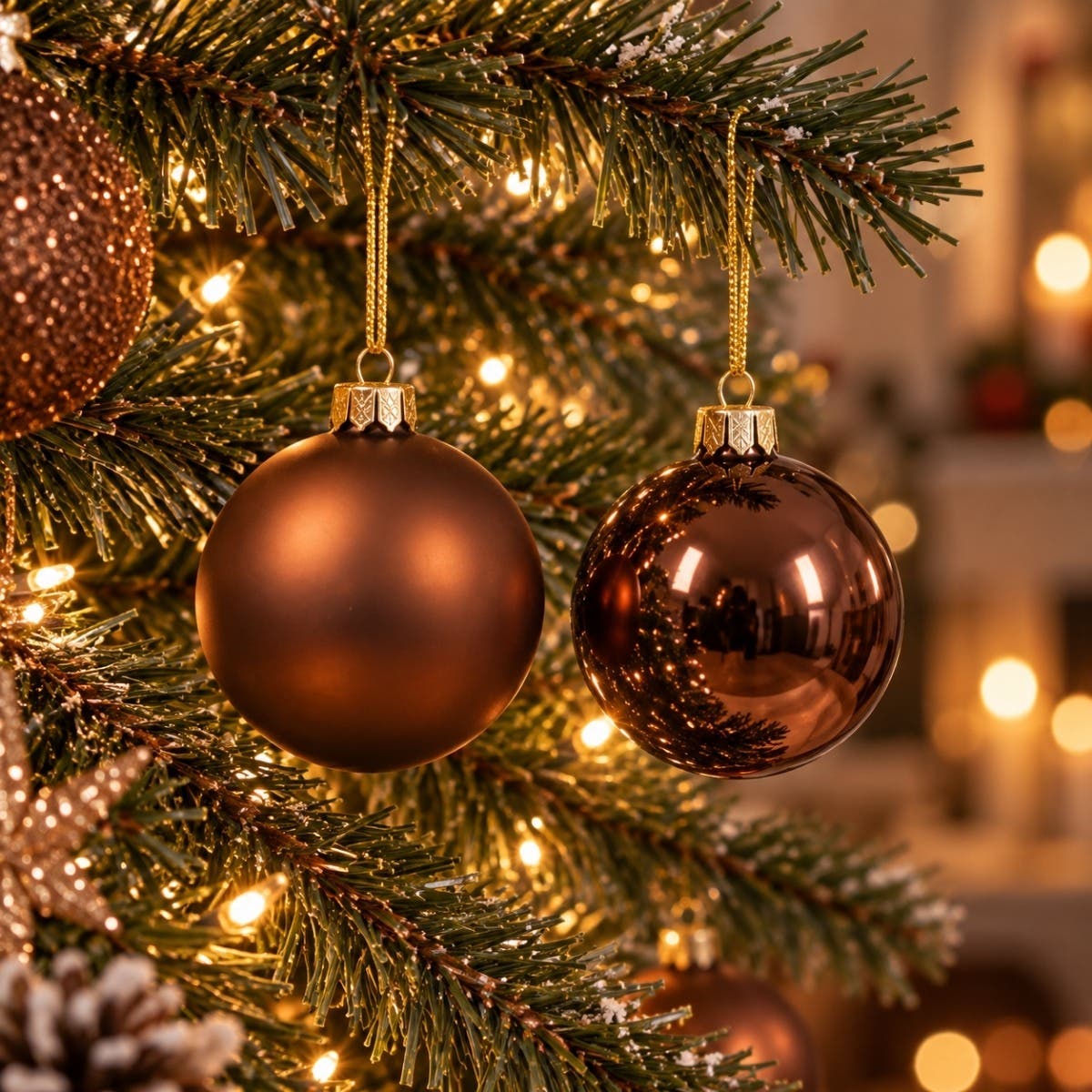 Decoris Kerstbal Marilene Bruin 6 stuks 8 cm