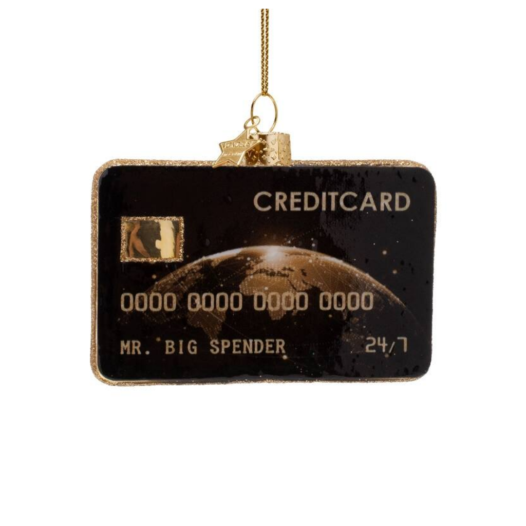 Vondels Kersthanger creditcard zwart 7 cm