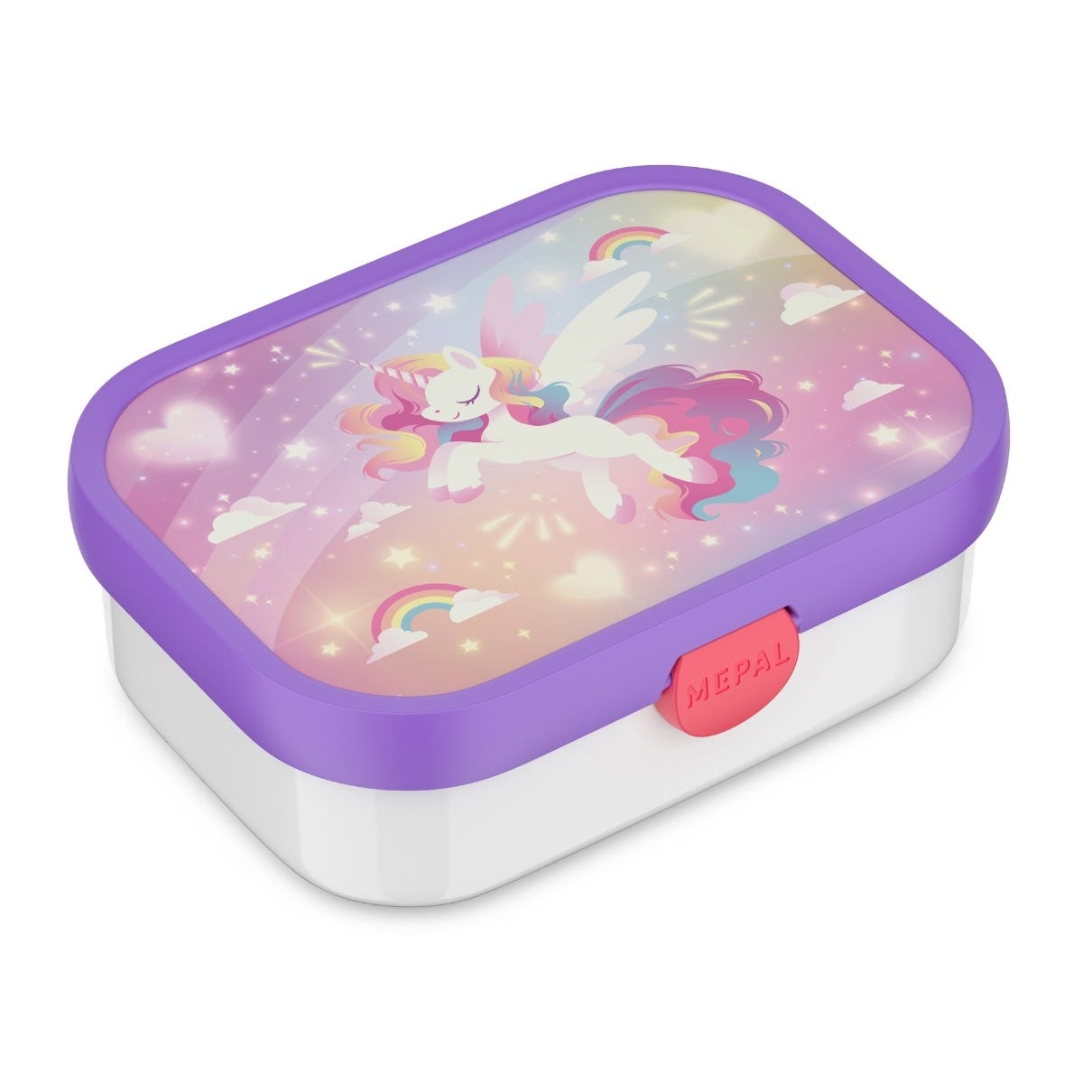 Mepal Bento Lunchbox met Vorkje Campus Unicorn Glow - Paars - 17,8 x 13,2 x 6,1 cm