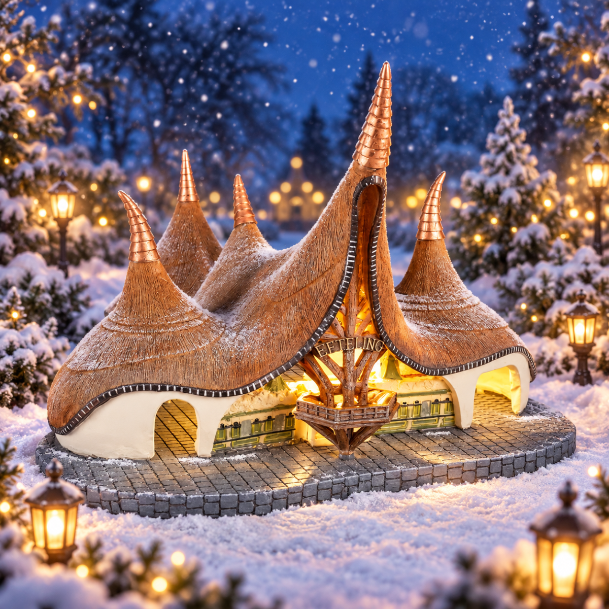 Efteling Kerstdorphuisje Entree met Verlichting 35 x 29 x 21 cm