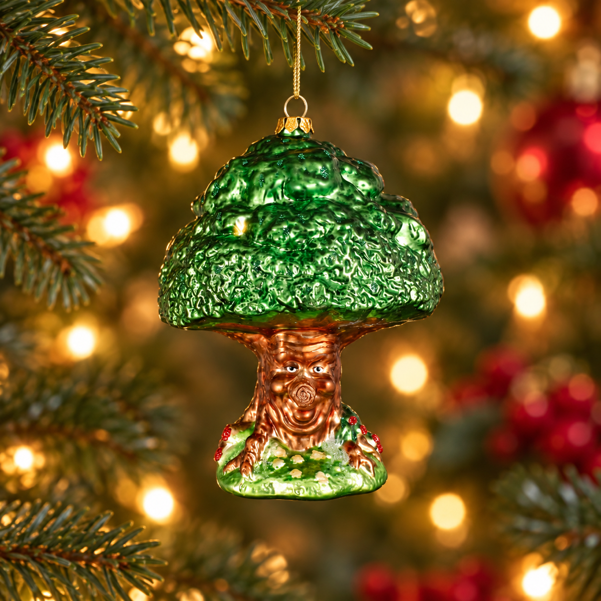 LuVille Kerstornament Efteling Sprookjesboom Glas Groen 10 x 10 x 14 cm