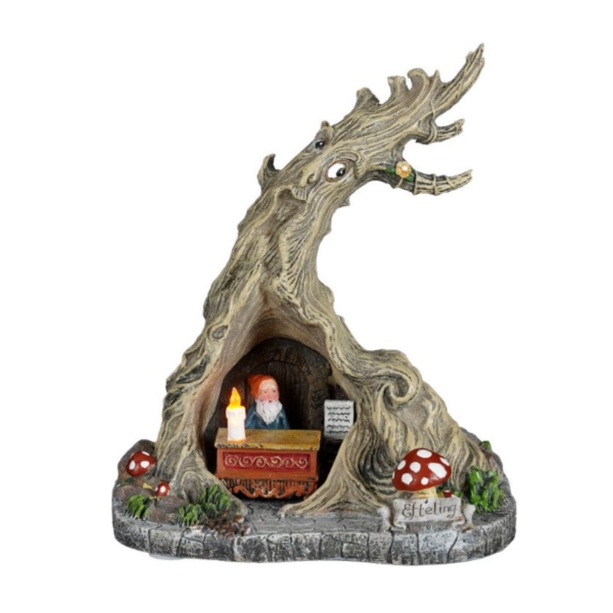 Luville Kerstdorphuisje Kabouterboom met Verlichting 14 x 12.5 x 14 cm