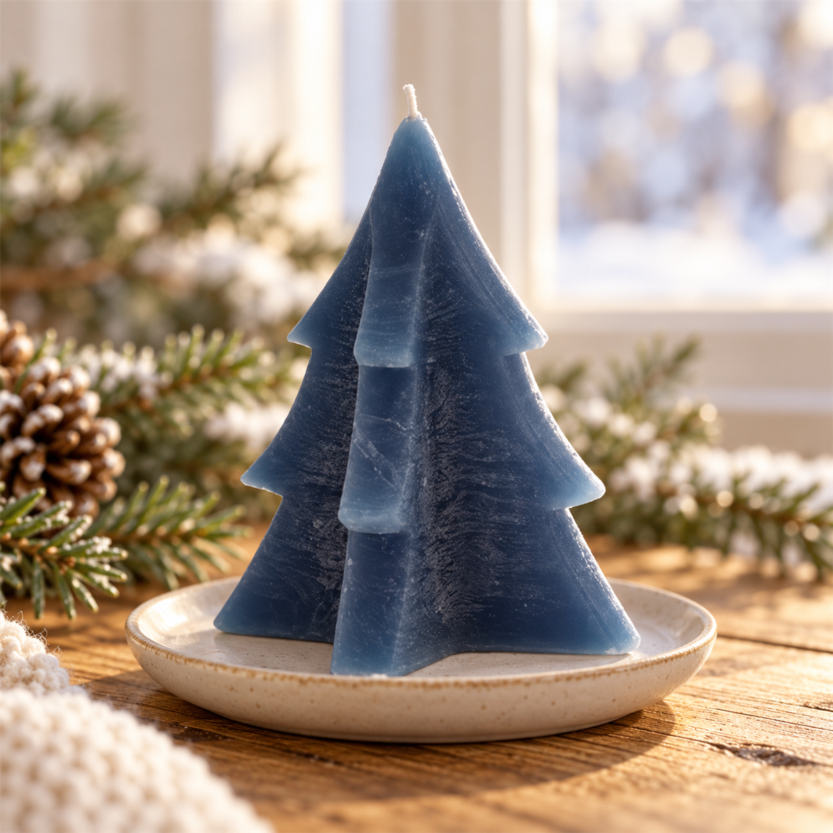 Home Society Kerstkaars Kerstboom Blauw 12 x 9 cm
