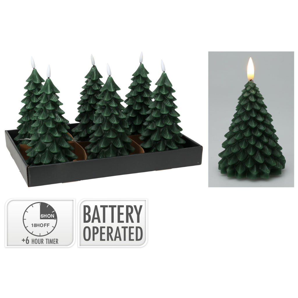 LED-kaars Kerstboom donker groen 19 cm