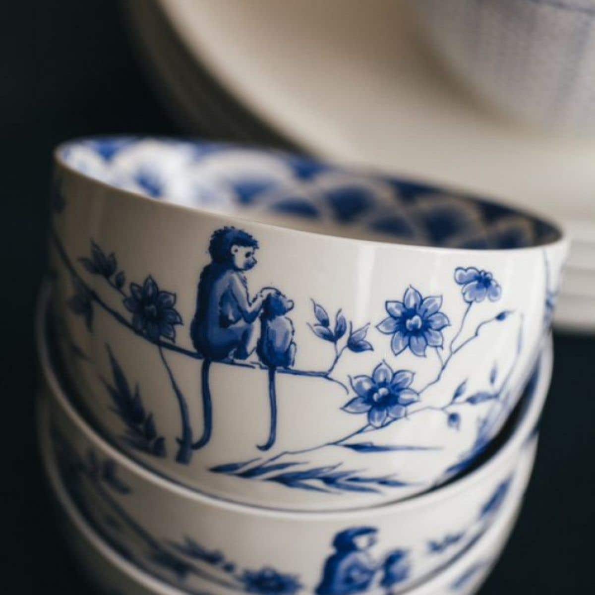 Heinen Delfts Blauw Yoghurtschaaltje Aapjes