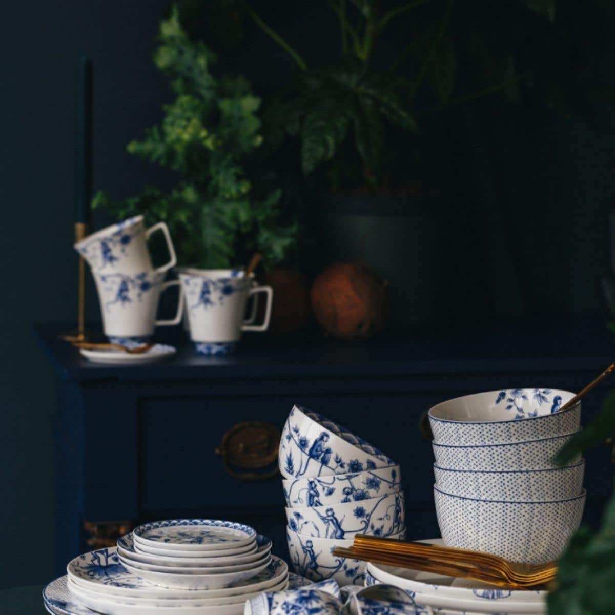 Heinen Delfts Blauw Soepkom Aapjes