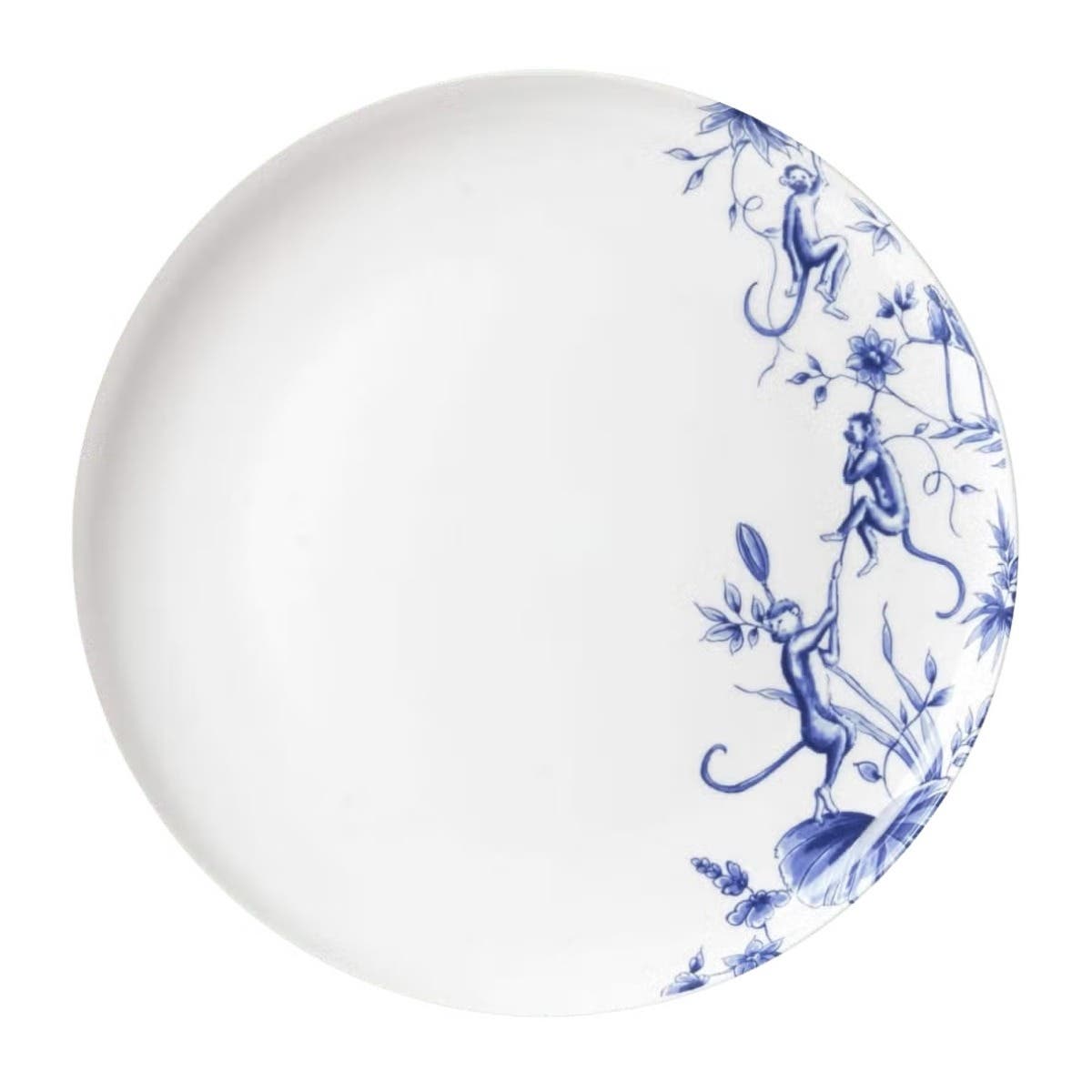 Heinen Delfts Blauw Dinerbord Aapjes Slinger
