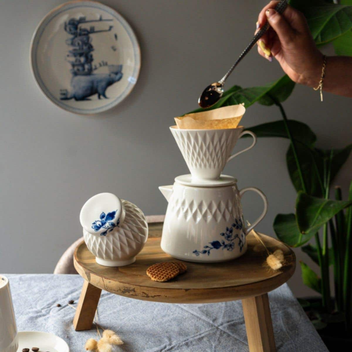 Heinen Delfts Blauw Vouw Suikerpotje