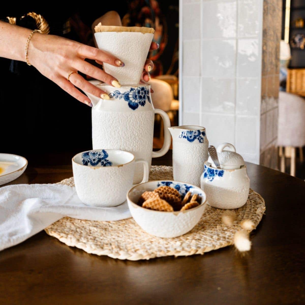 Heinen Delfts Blauw Bloesem Suikerpotje