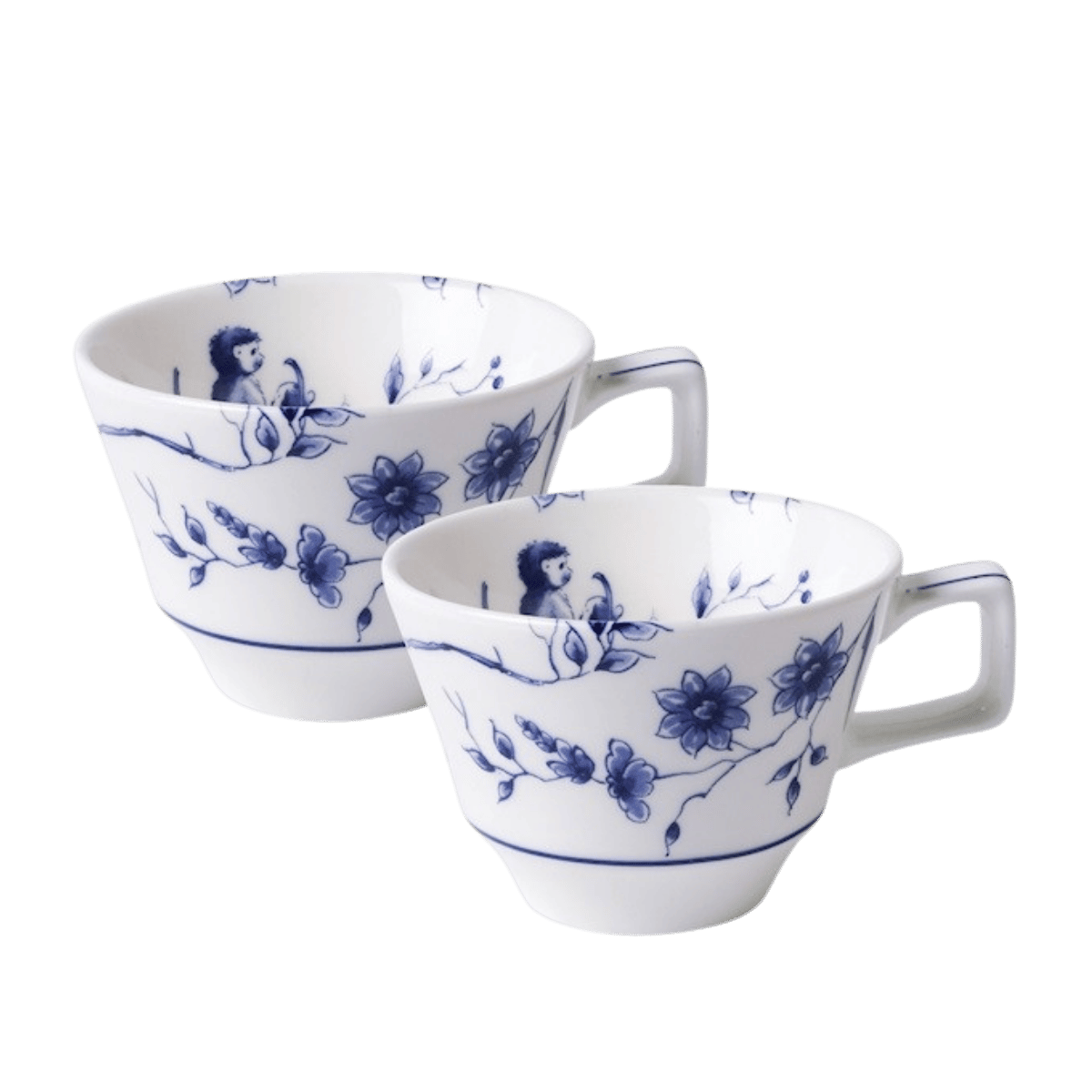 Heinen Delfts Blauw Espressokopje Aapjes Set van 2