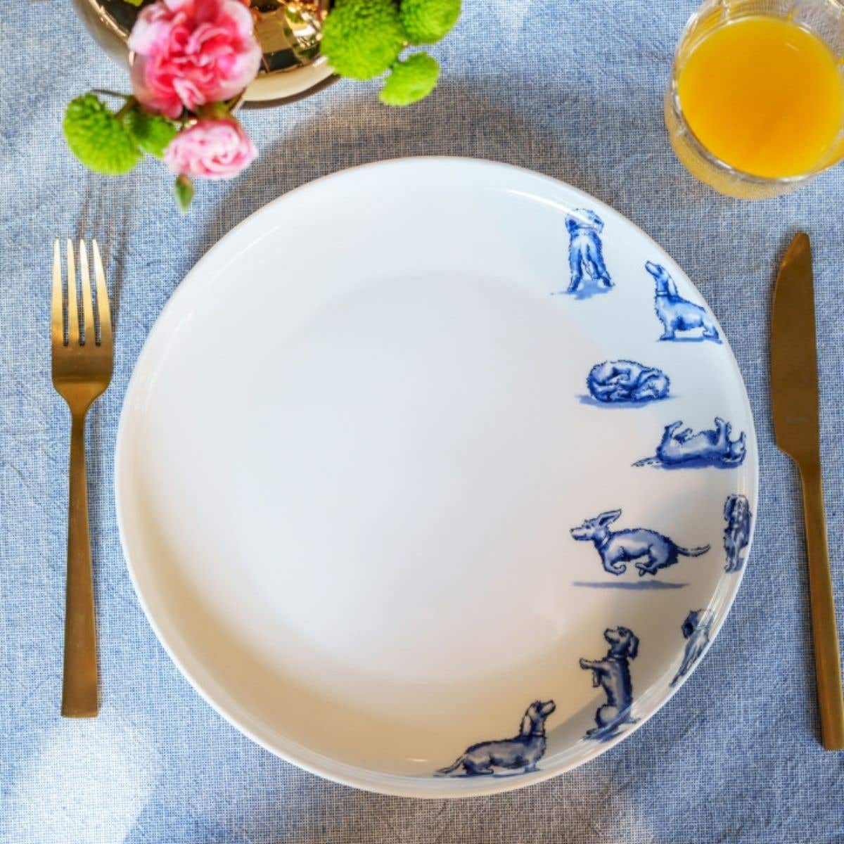 Heinen Delfts Blauw Dinerbord Teckel Nhaan
