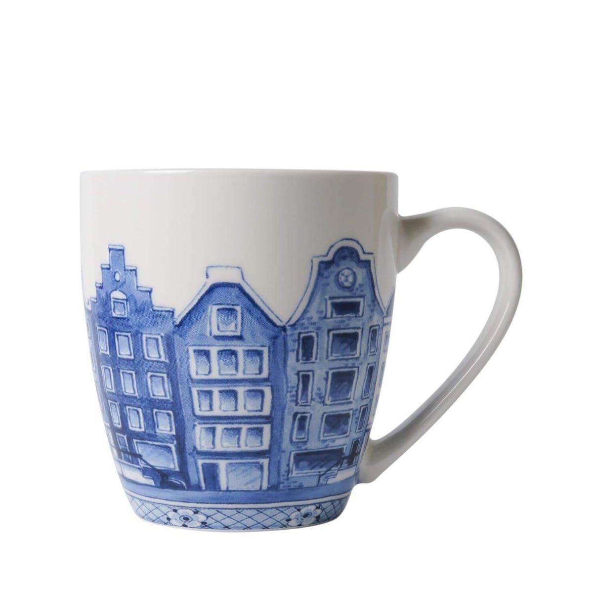 Heinen Delfts Blauw Koffiemok Grachtenpanden Blauw Ø 7.5 x 10 cm