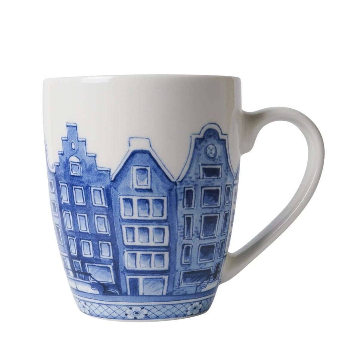 Heinen Delfts Blauw Mok Grachtenpanden Blauw Ø 8.5 x 10 cm