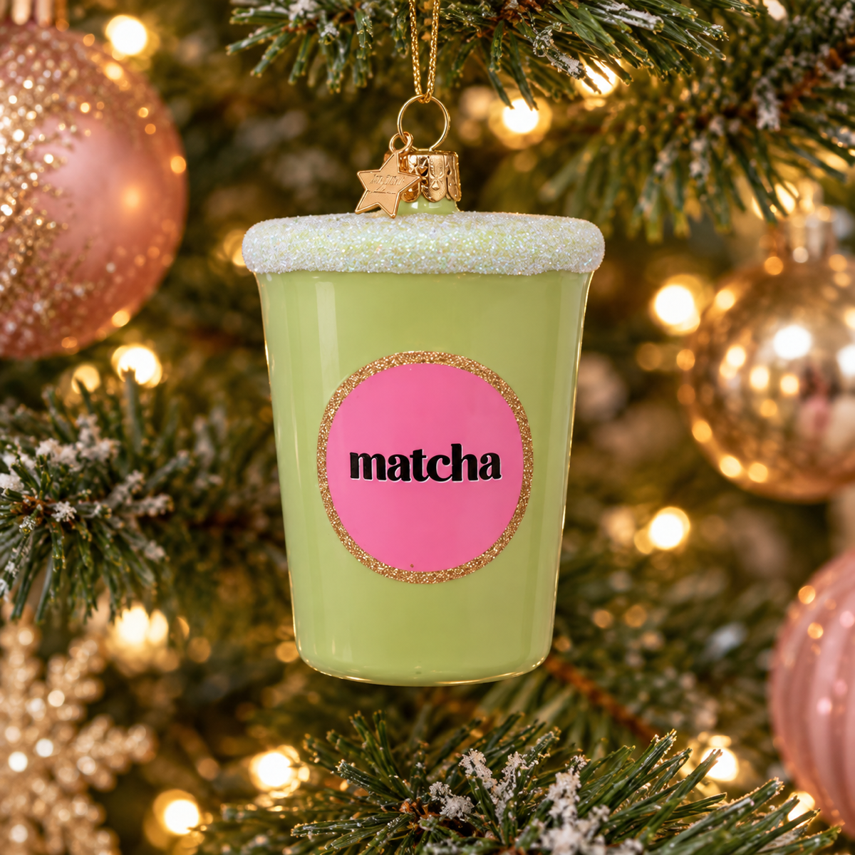 Vondels Kerstornament Matcha Tea Latte Groen 8 cm