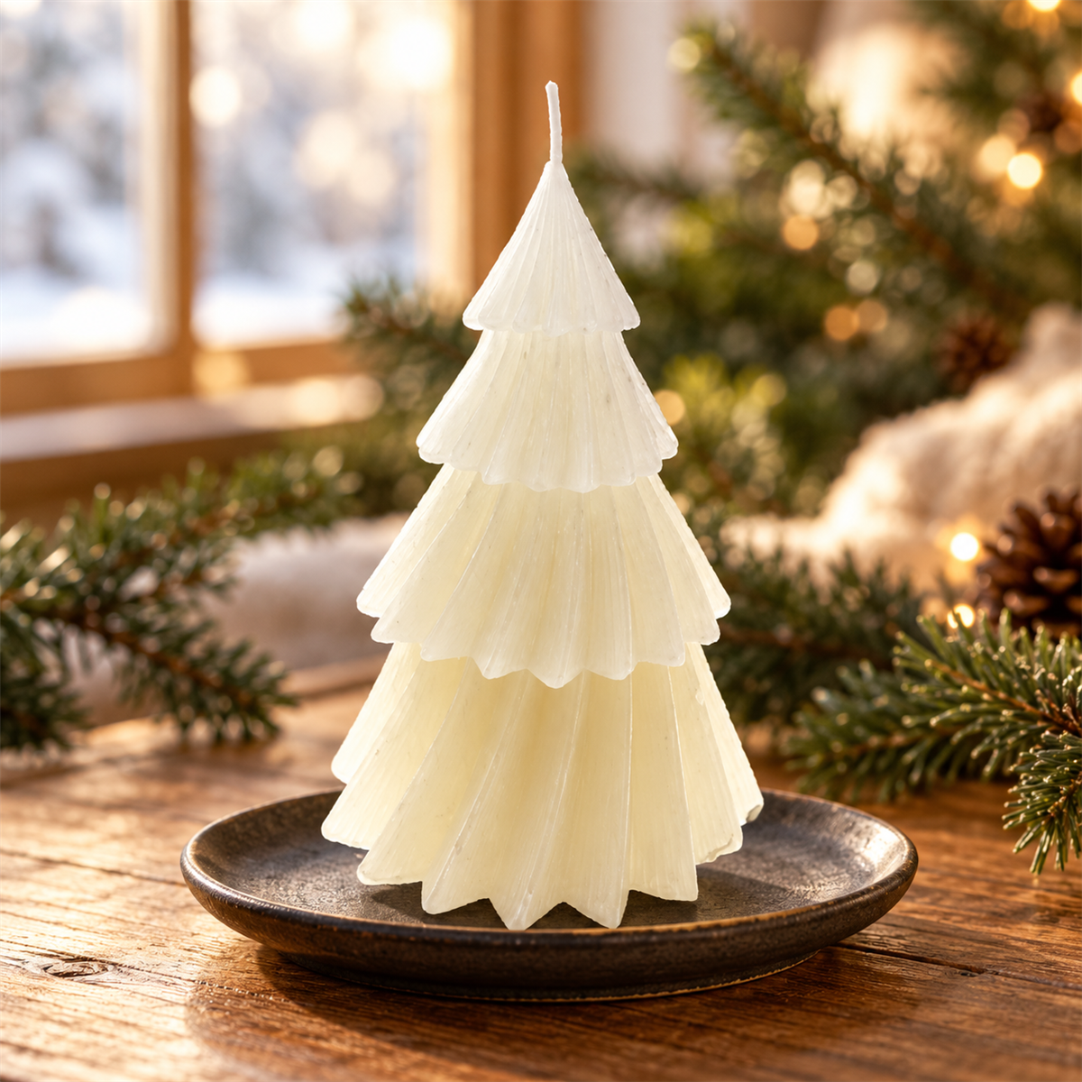 Home Society Kerstkaars Kerstboom Windy Wit 17 x 13 x 13 cm