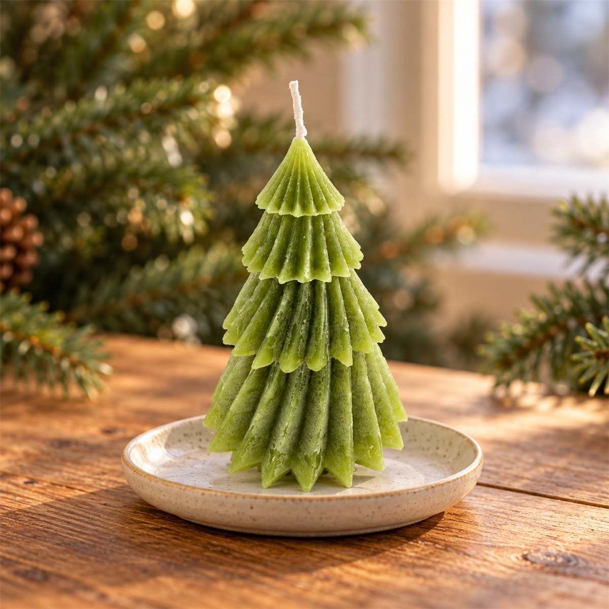 Home Society Kerstkaars Deco Candle Windy Tree S Groen 11 x 8 x 8 cm