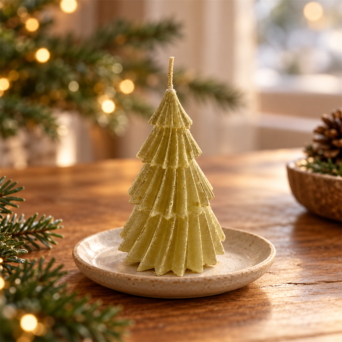 Home Society Kerstkaars Kerstboom Windy s Goud 11 x 8 x 8 cm