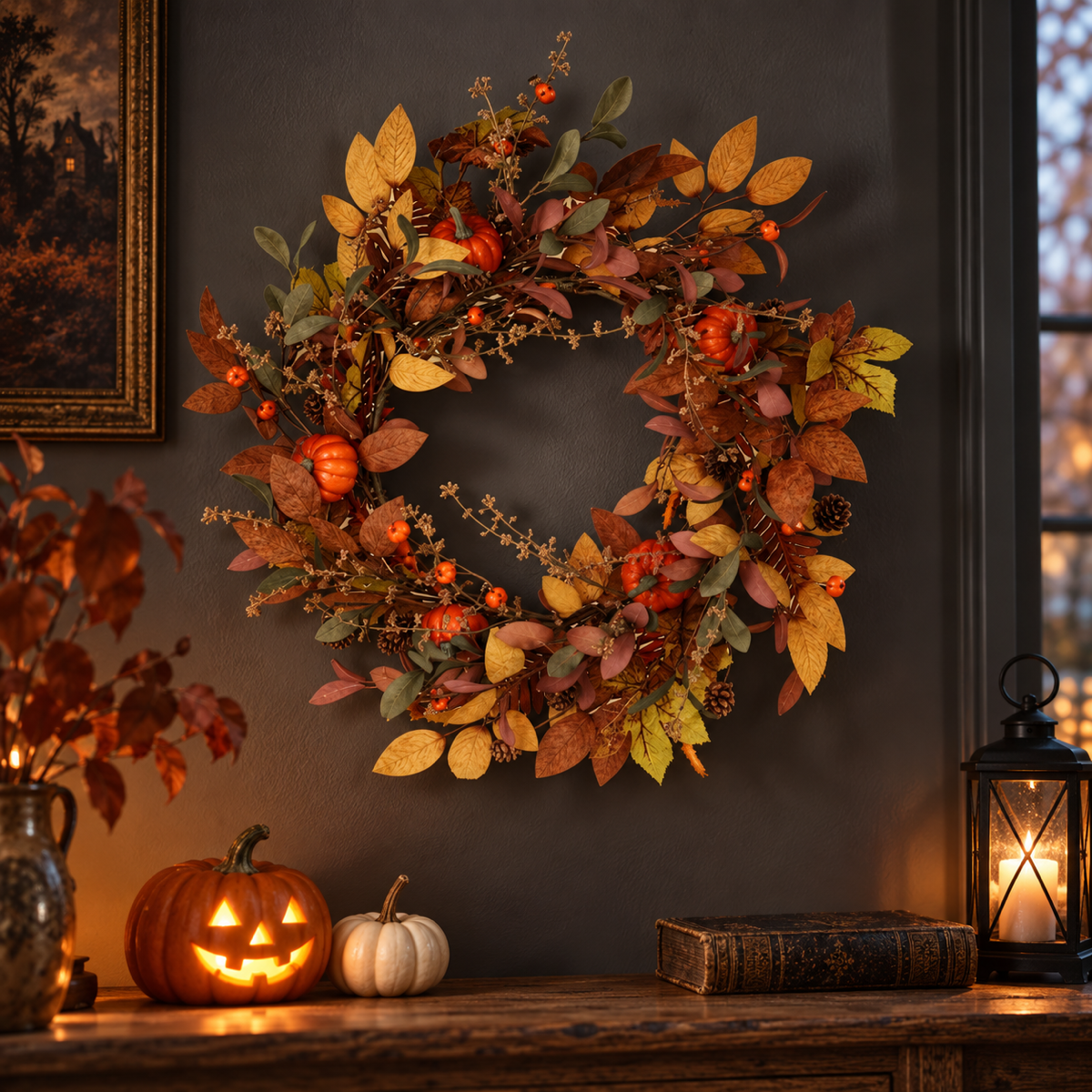 HBX Herfstkrans Cosy Groen 55 cm