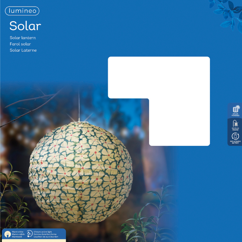 Lumineo Solar lantaarn groen wit 40 cm