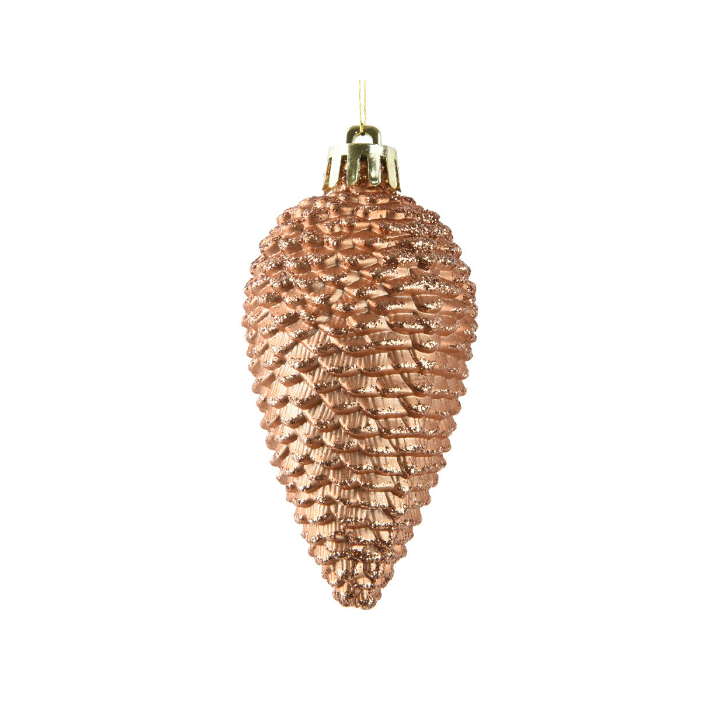 Decoris Dennenappel brandy kunststof 6 stuks 8 cm