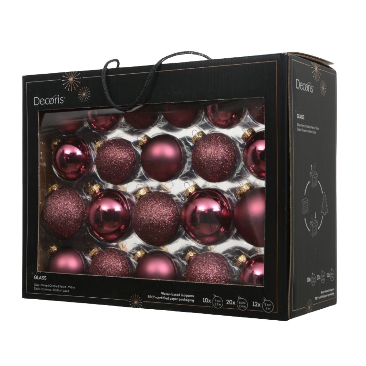Decoris Kerstballen Glas Roze Ø 7 cm 42 Stuks