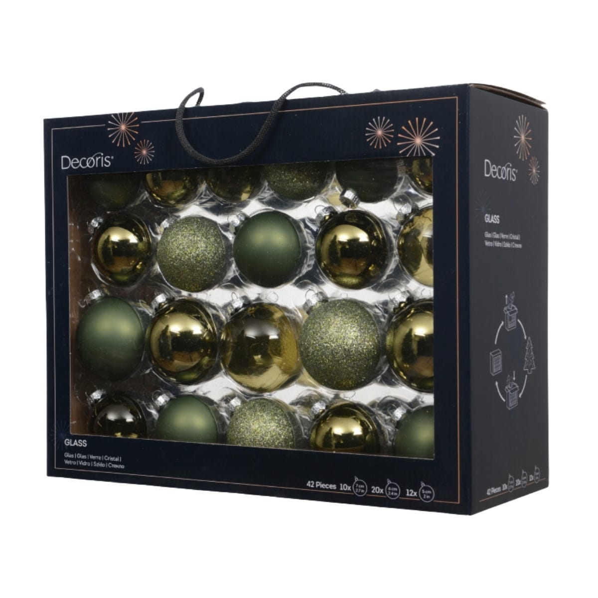 Decoris Kerstballen Glas Groen Ø 7 cm 42 Stuks