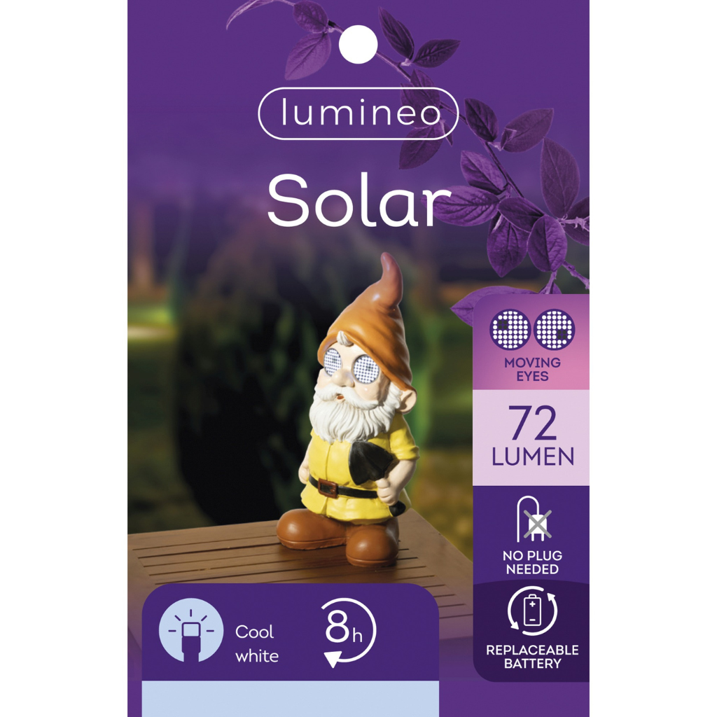 Lumineo Solar Tuinkabouter Koel Wit LED 15.5 x 17.5 x 36.5 cm
