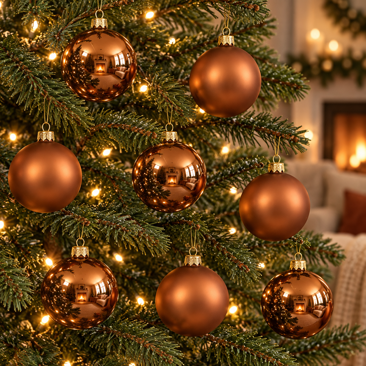 Decoris Kerstbal Glas Bruin 8 stuks 7 cm
