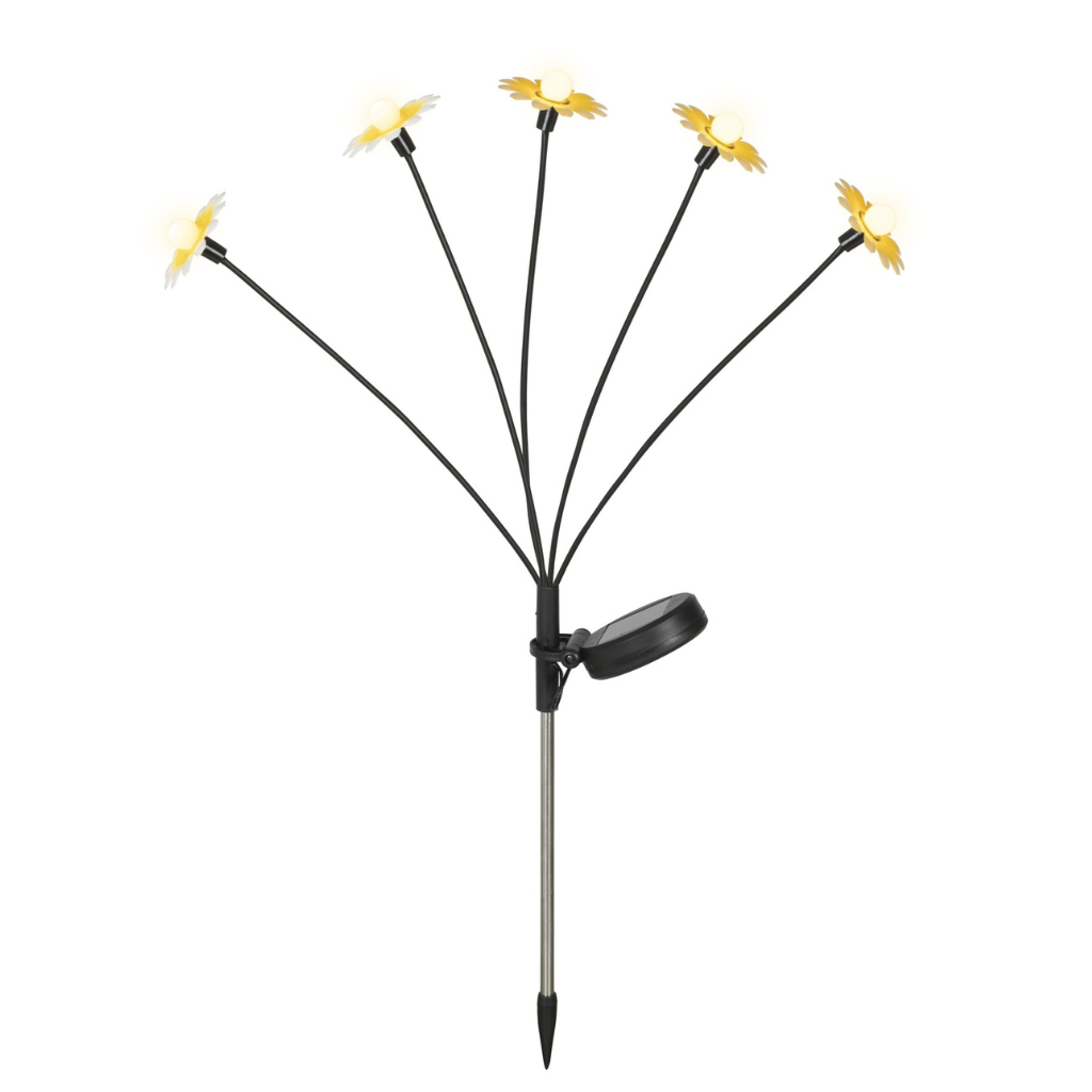 Lumineo Solar Tuinsteker Vuurwerkvormige Zonnebloemen 60 x 6 cm