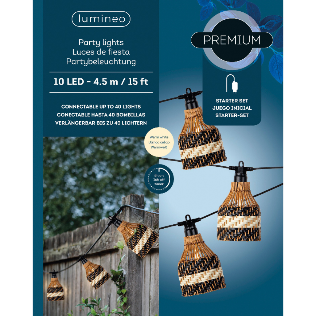 Lumineo LED partylight natural rond zwart 4.5 m