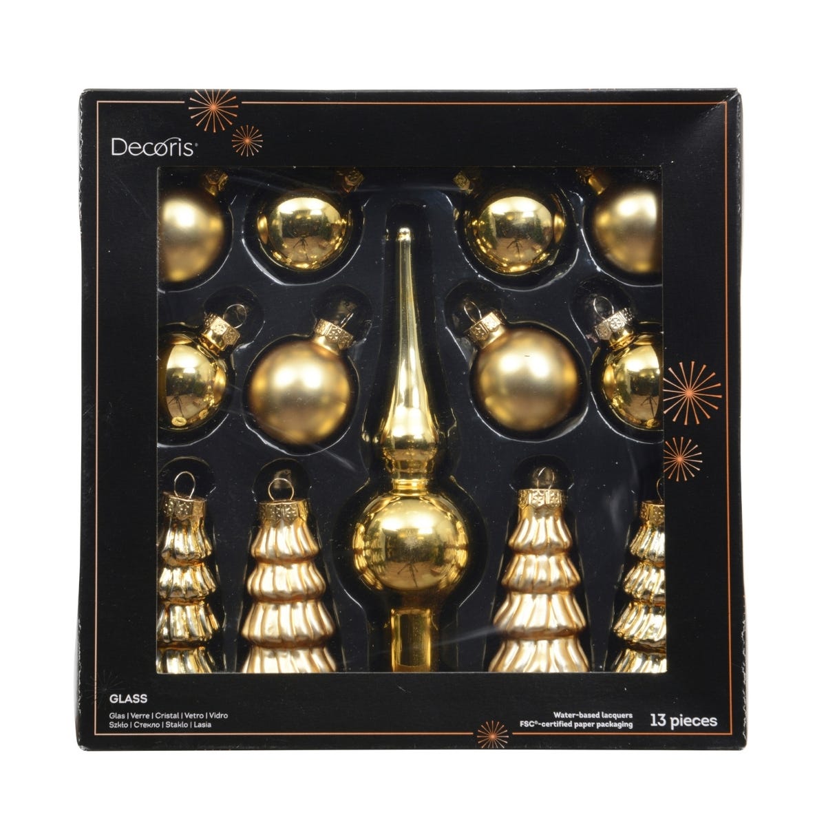 Decoris Kerstballen Set Glas Goud Ø 3 cm 13 Stuks