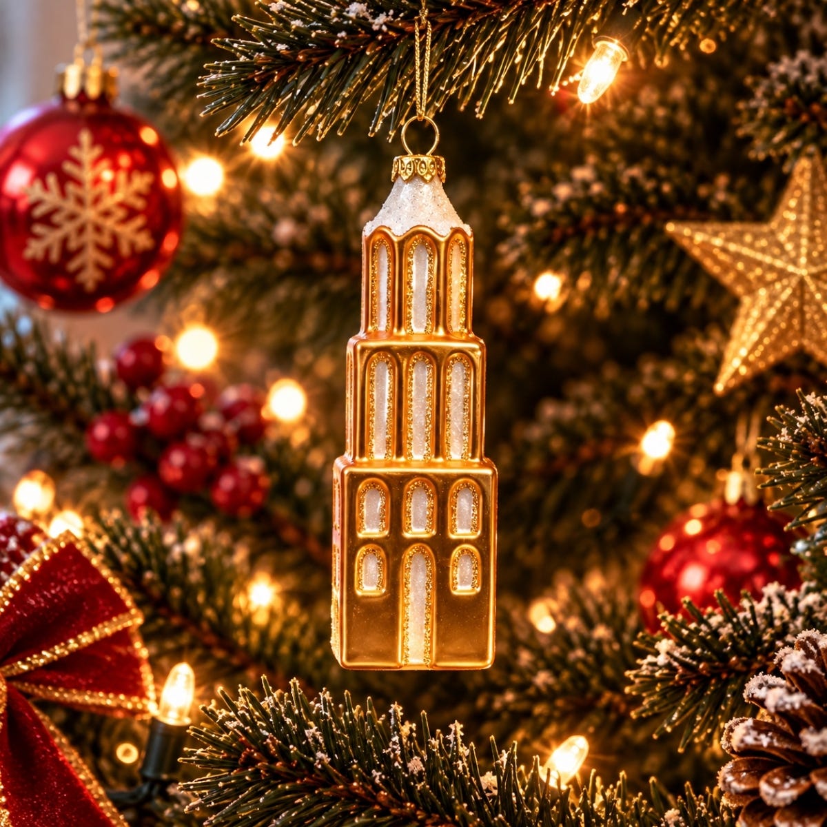De Ballen Uit Kerstornament Domtoren Goud