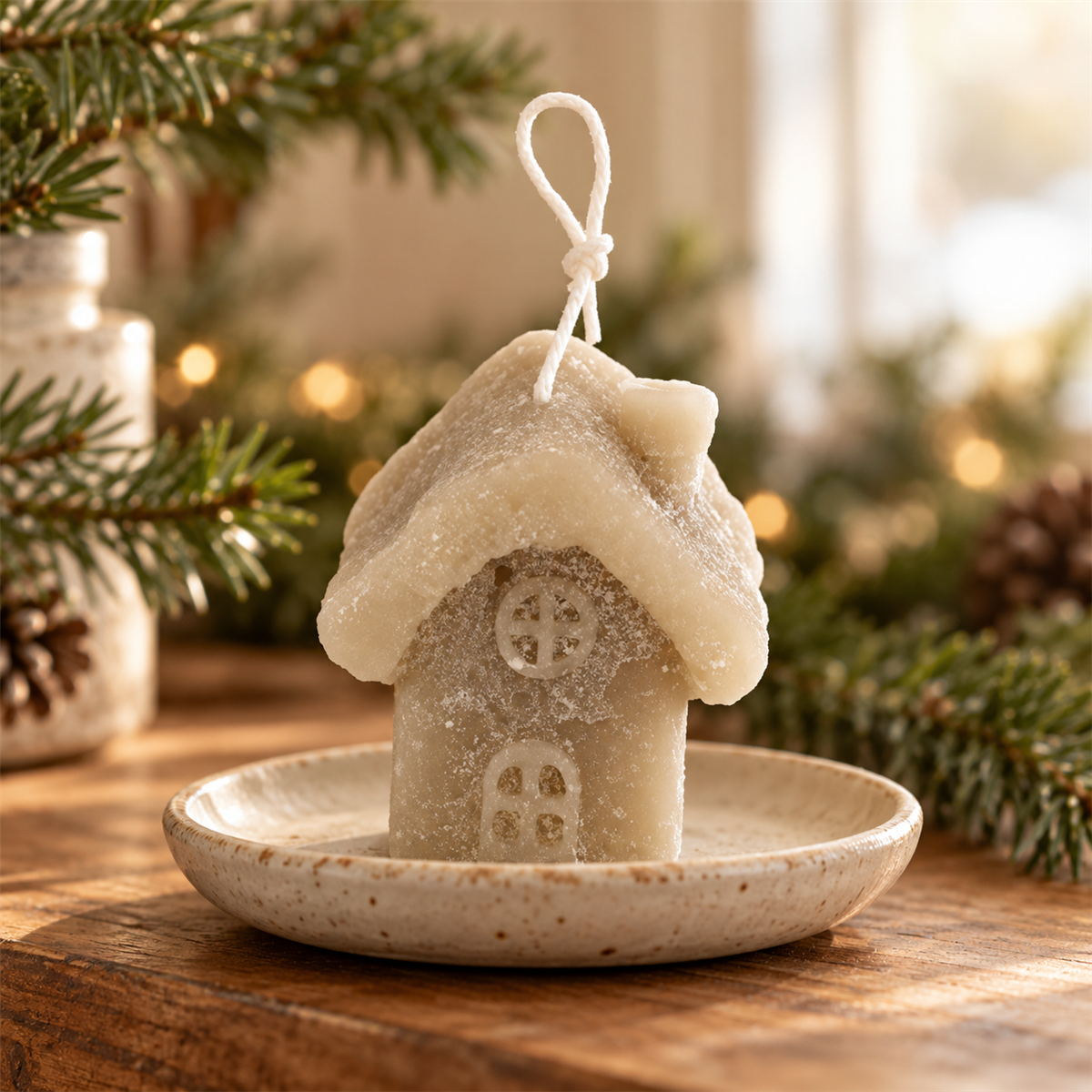 Home Society Kerstkaars Huis Greige S 6.3 x 9 x 7.6 cm