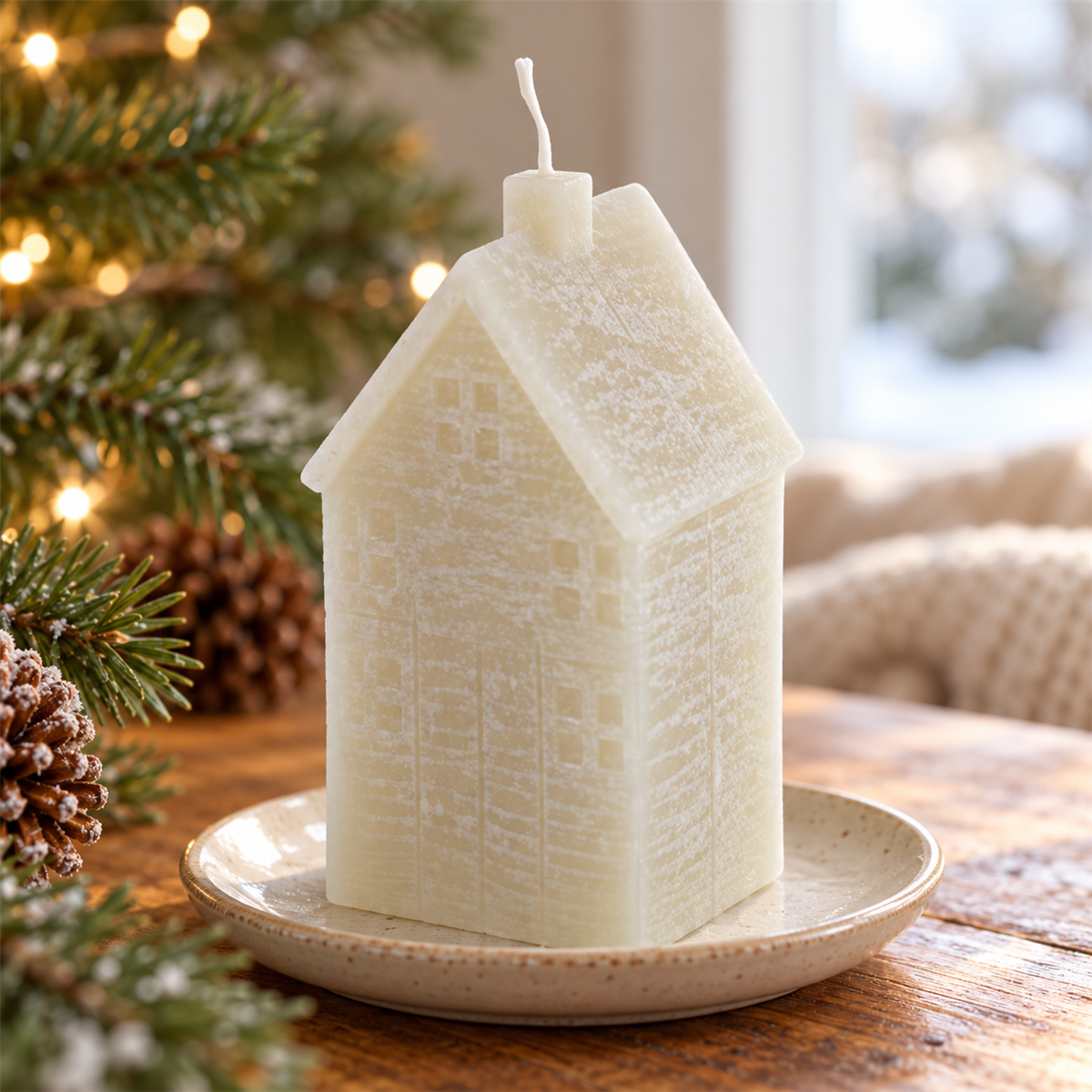 Home Society Kerstkaars Huis M Greige 11.5 x 5.5 x 5 cm