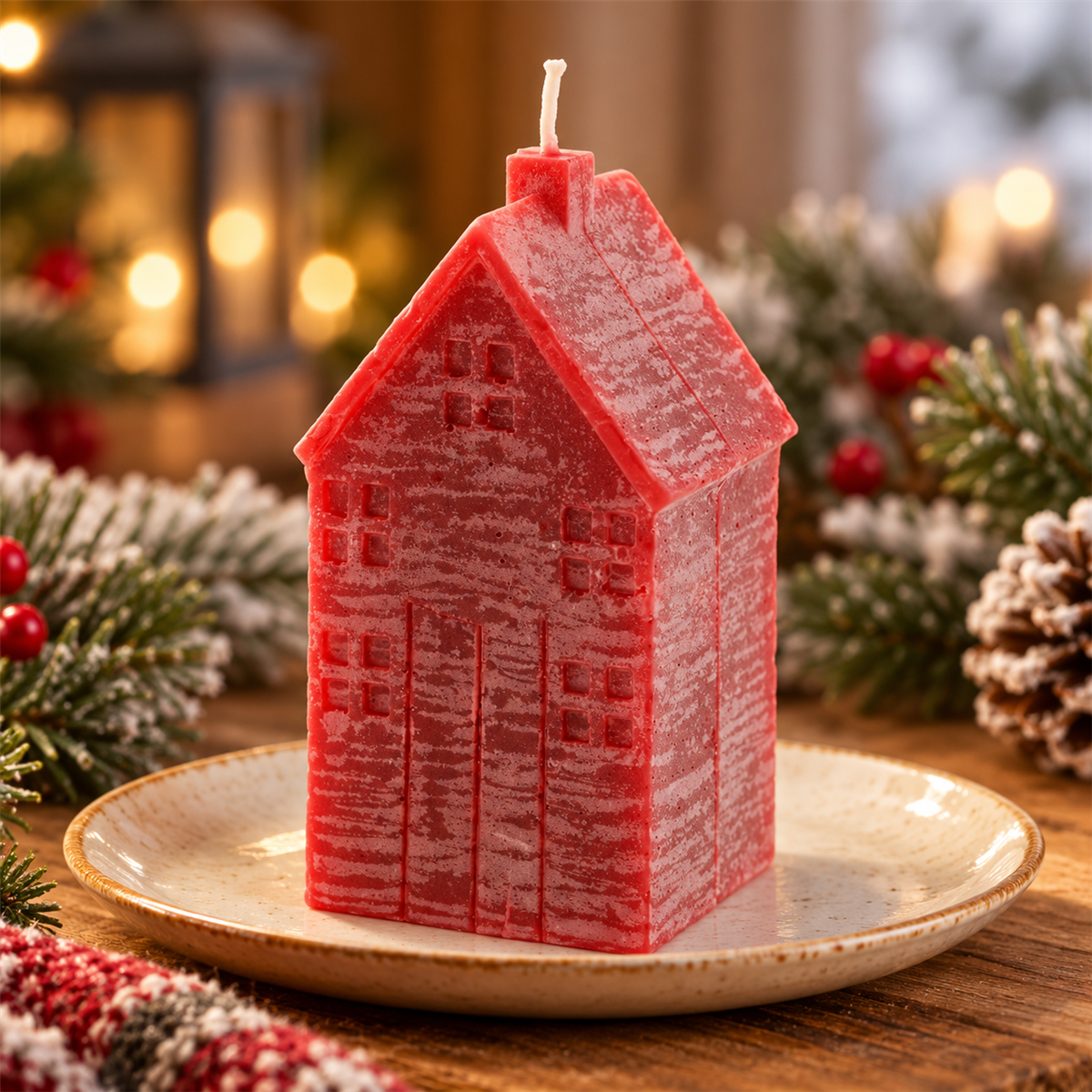 Home Society Kerstkaars Huis M Rood 11.5 x 5.5 x 5 cm