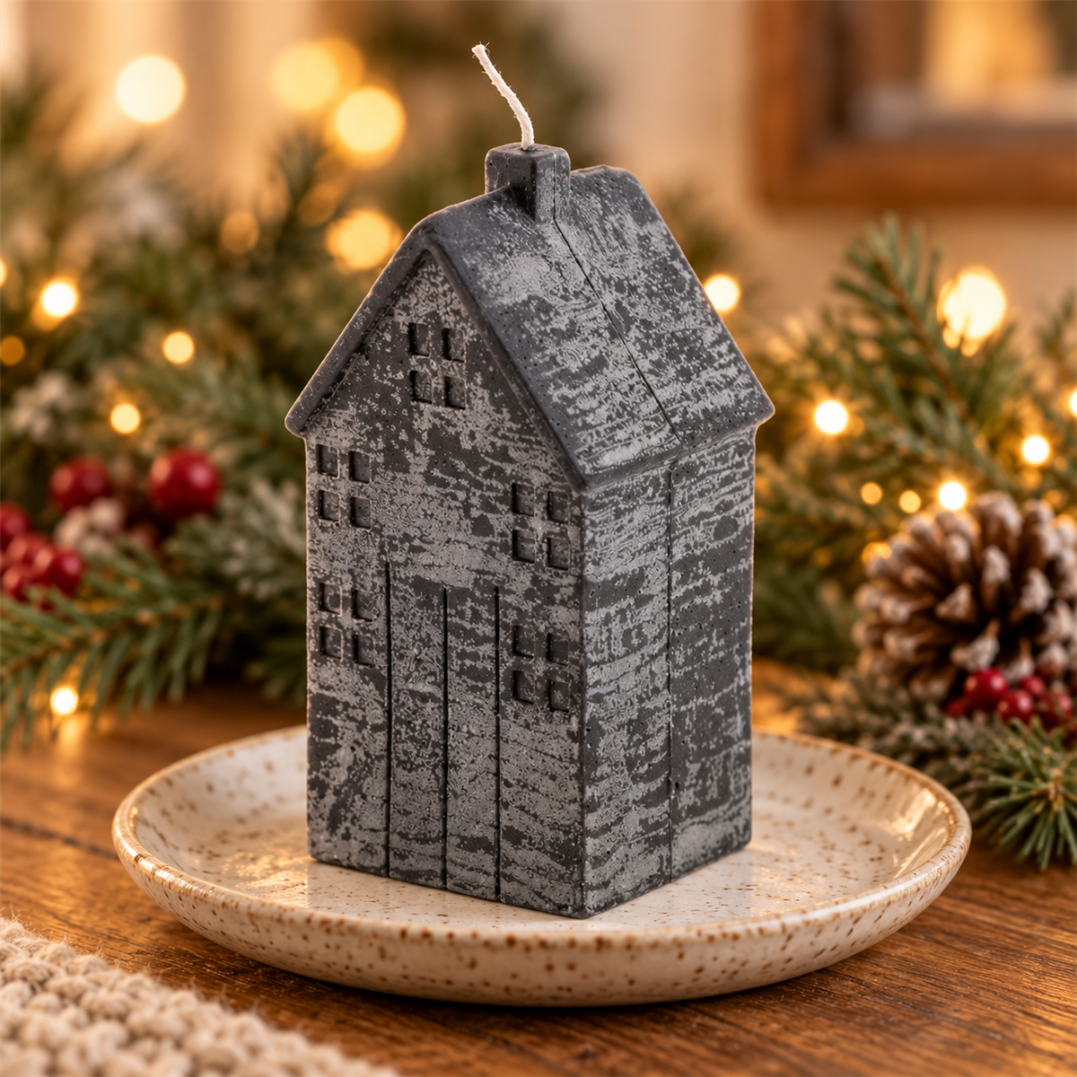 Home Society Kerstkaars Huis M Zwart 11.5 x 5.5 x 5 cm