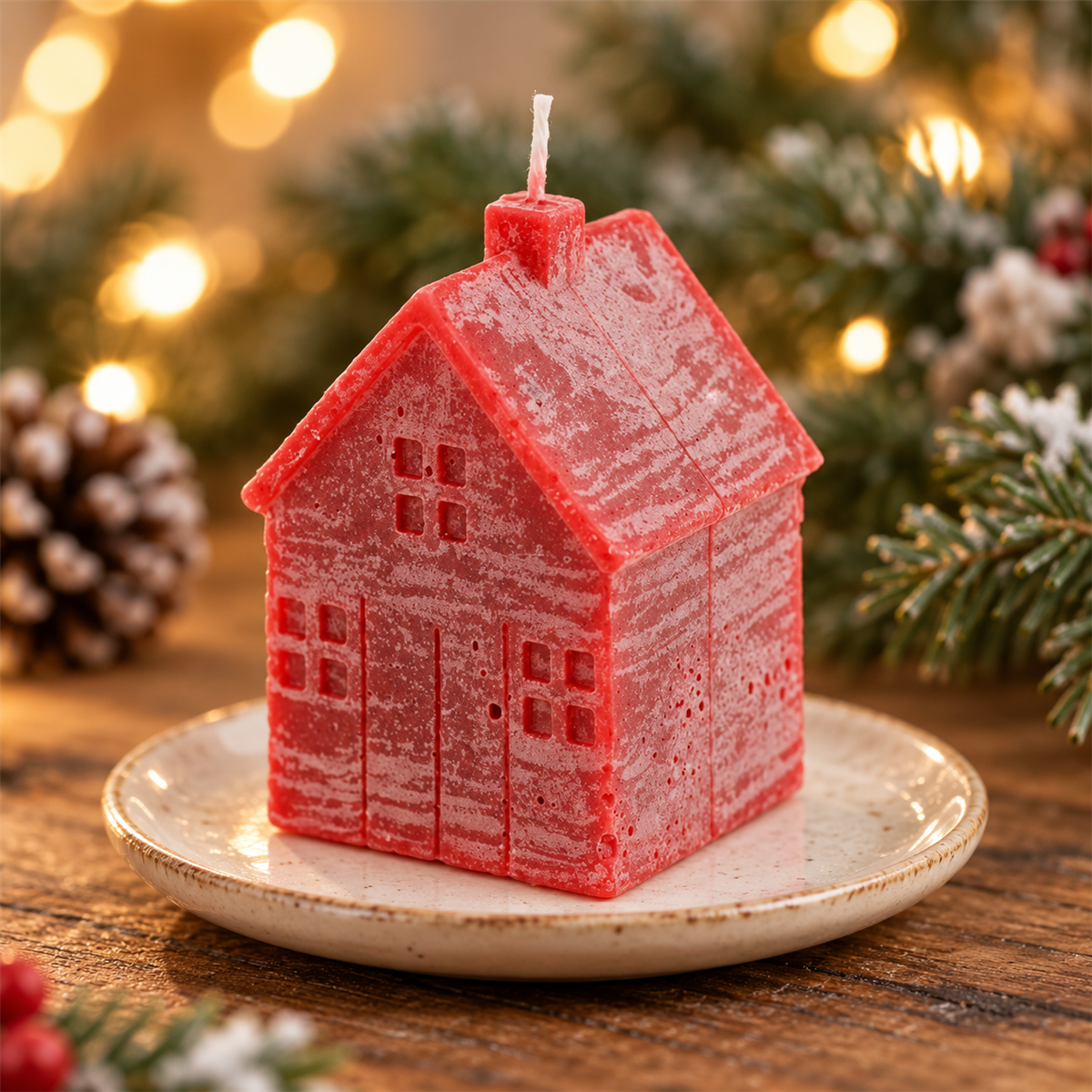 Home Society Kerstkaars Huis S Rood 8.5 x 5 cm