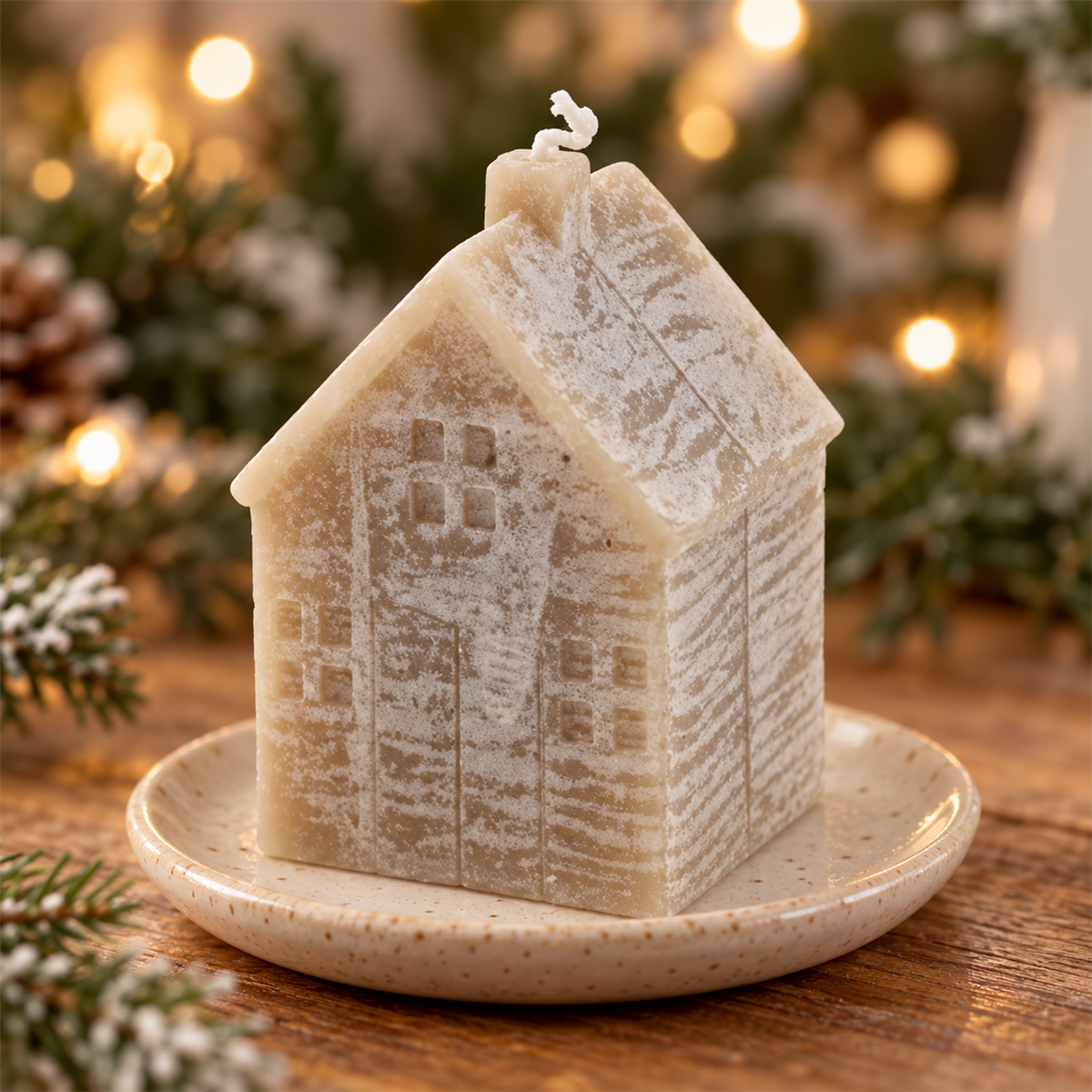 Home Society Kerstkaars Huis S Taupe 8.5 x 5 cm