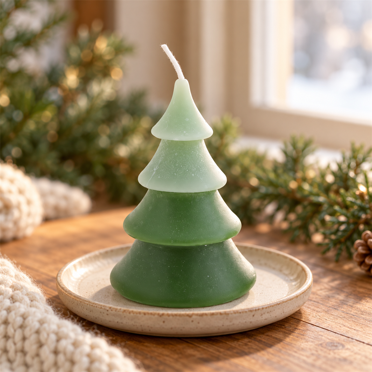Home Society Kerstkaars Kerstboom Groen 10 x 6.5 x 6.5 cm
