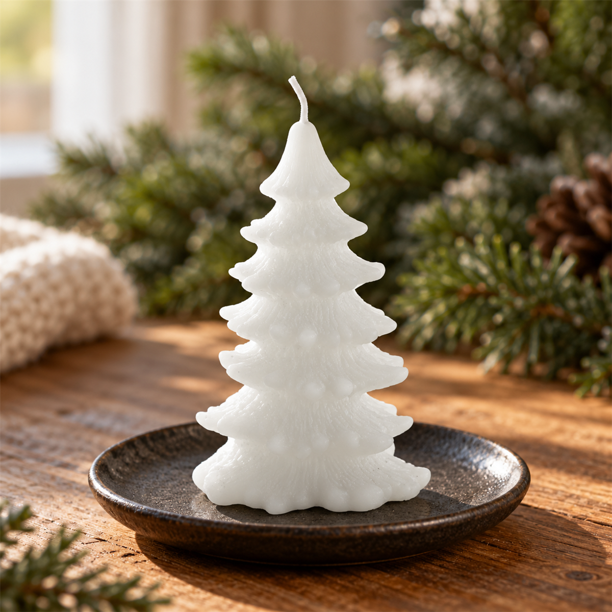 Home Society Kerstkaars Deco Candle Tree James S Wit 10 x 6 x 6 cm