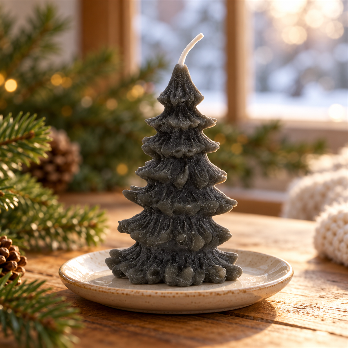 Home Society Kerstkaars Deco Candle Tree James S Antraciet 10 x 6 x 6 cm