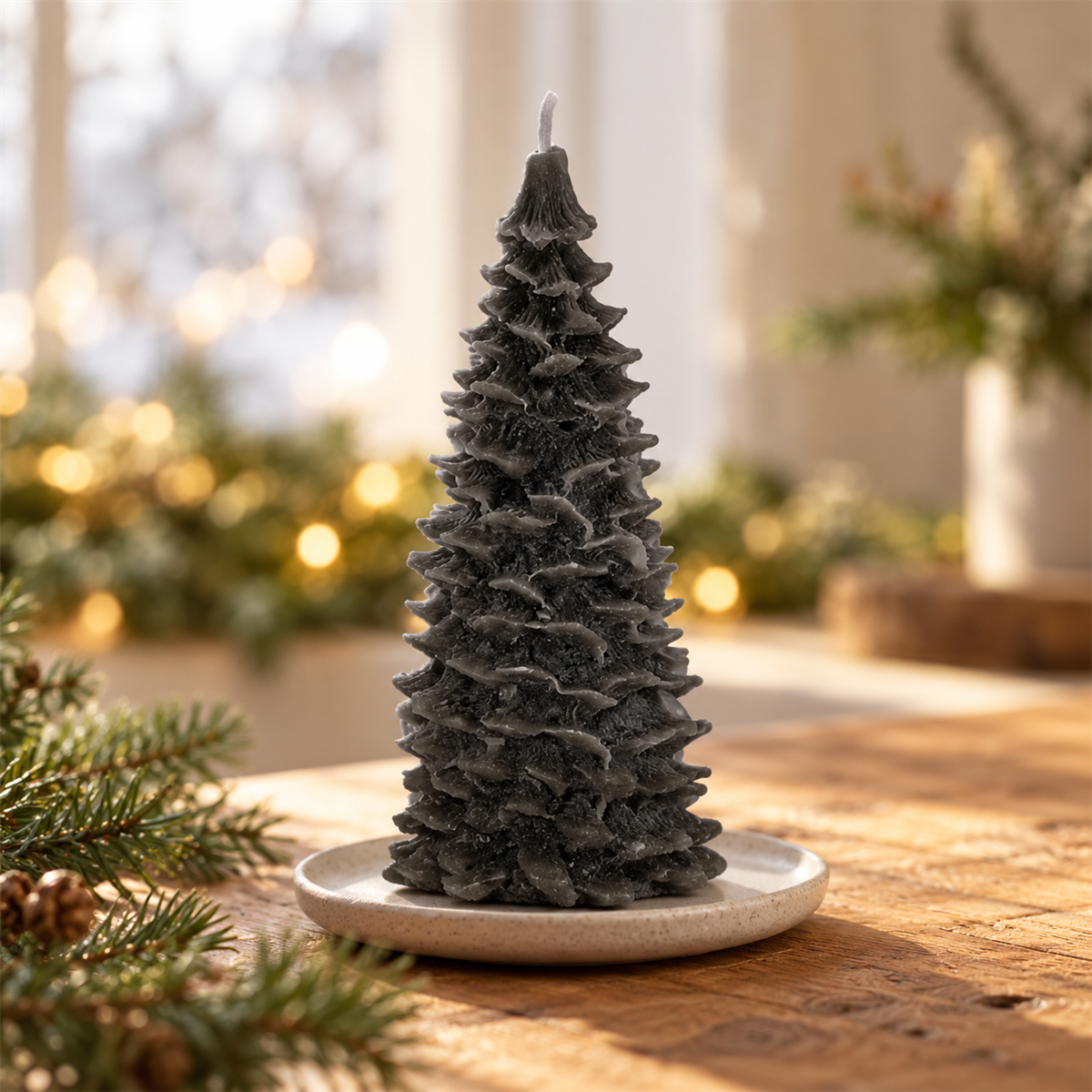 Home Society Kerstkaars Deco Candle Tree James L Antraciet 12.8 x 6.5 x 6.5 cm