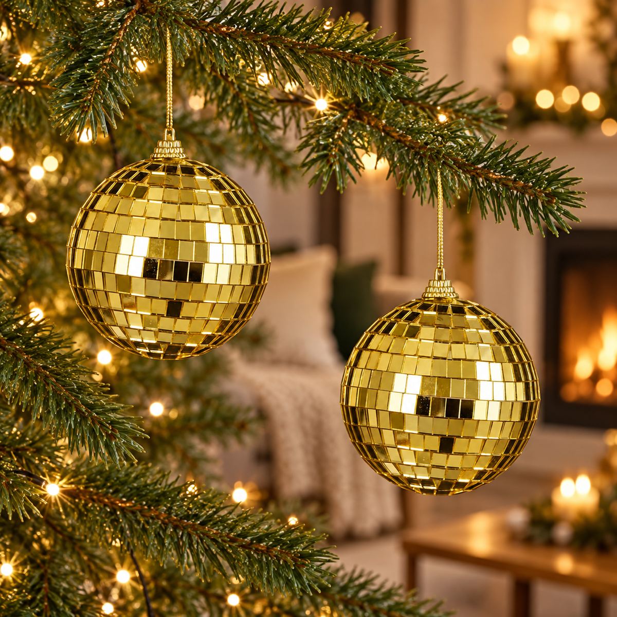 House of Seasons Kerstbal Disco Goud 2 stuks 10 x 10 cm