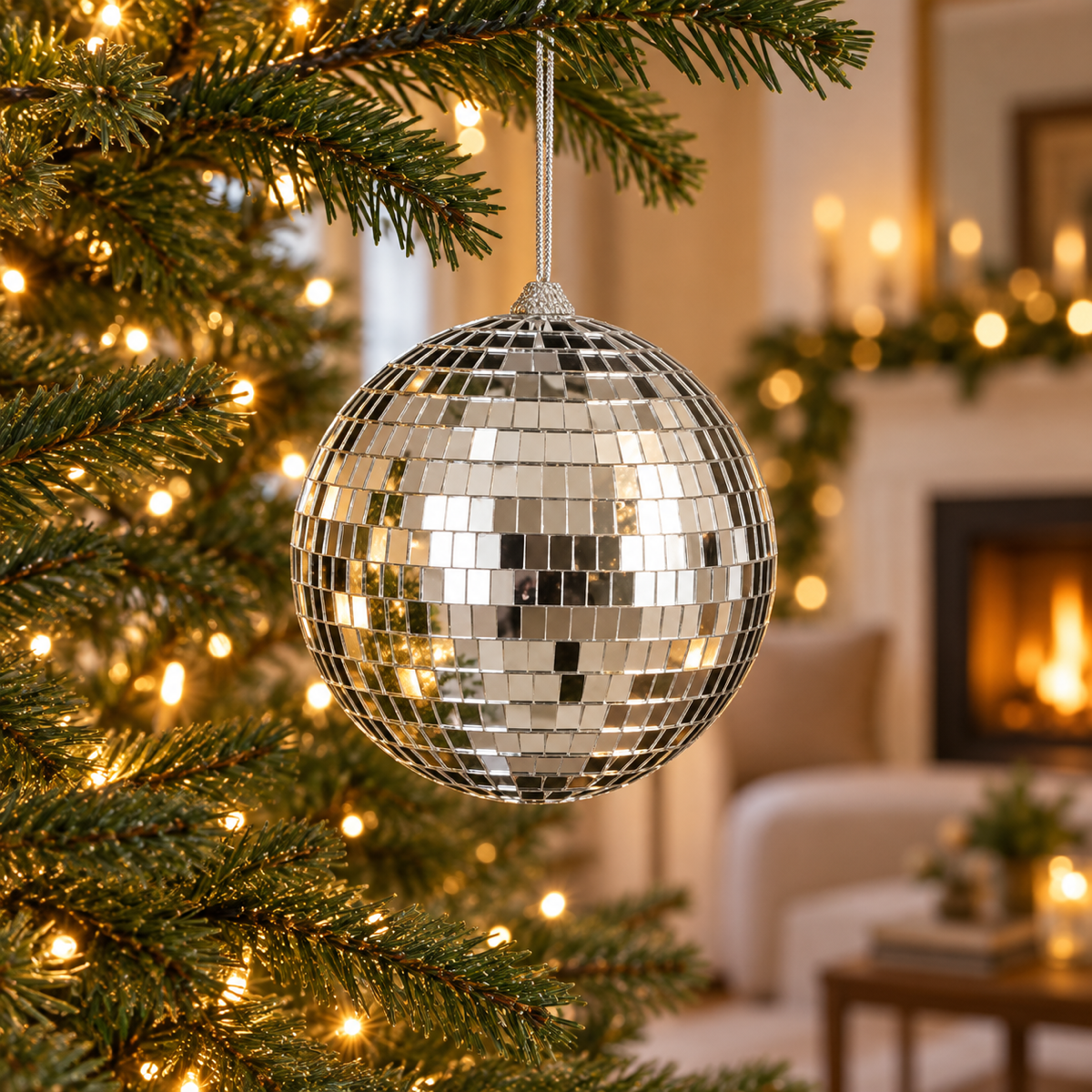 House of Seasons Kerstbal Disco Zilver 15 x 15 cm