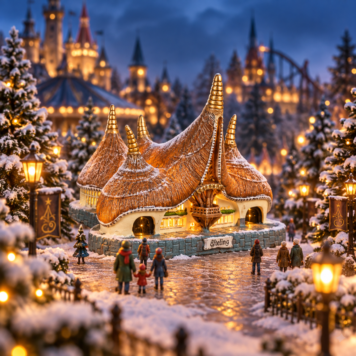 Luville Kerstdorphuisje Efteling Entrée met Verlichting 10.5 x 12 x 9 cm